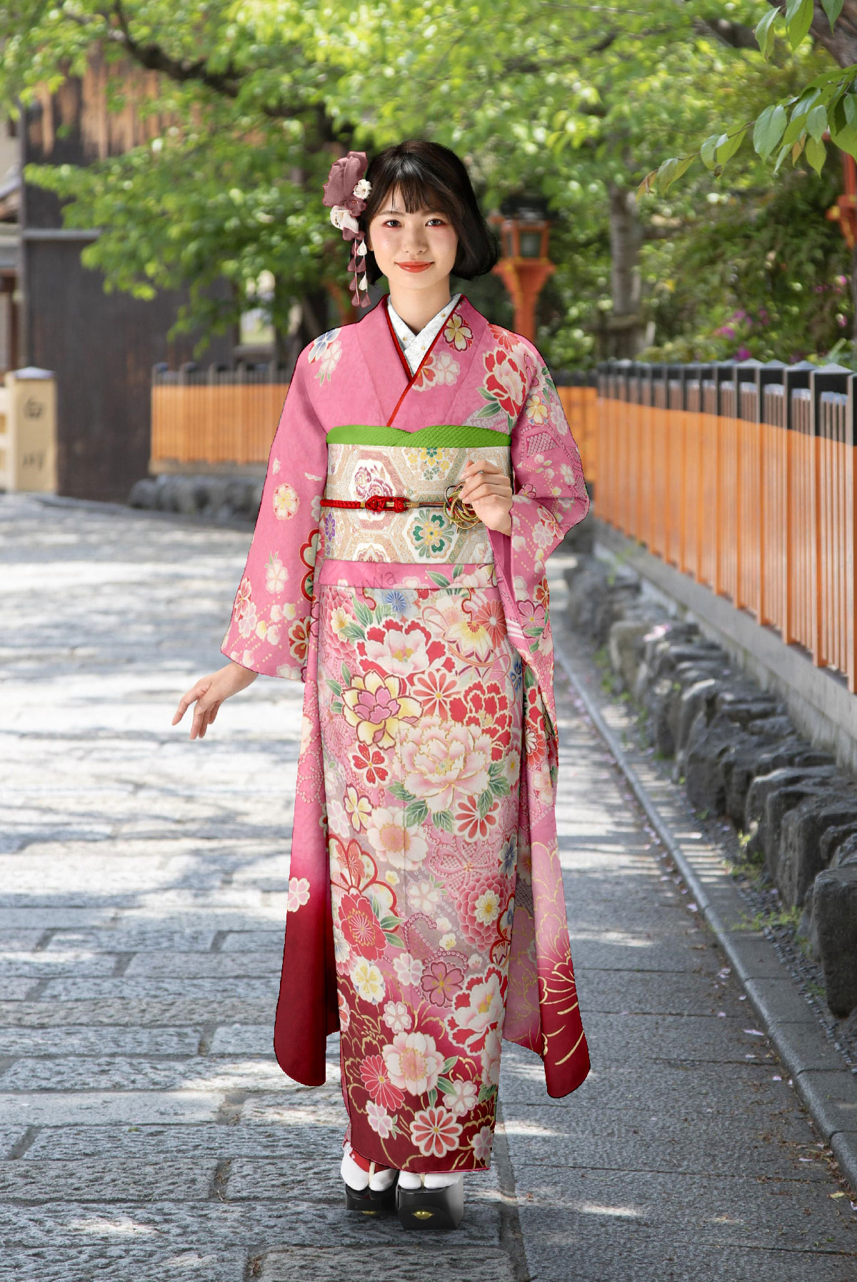 桃色　牡丹・桜・菊