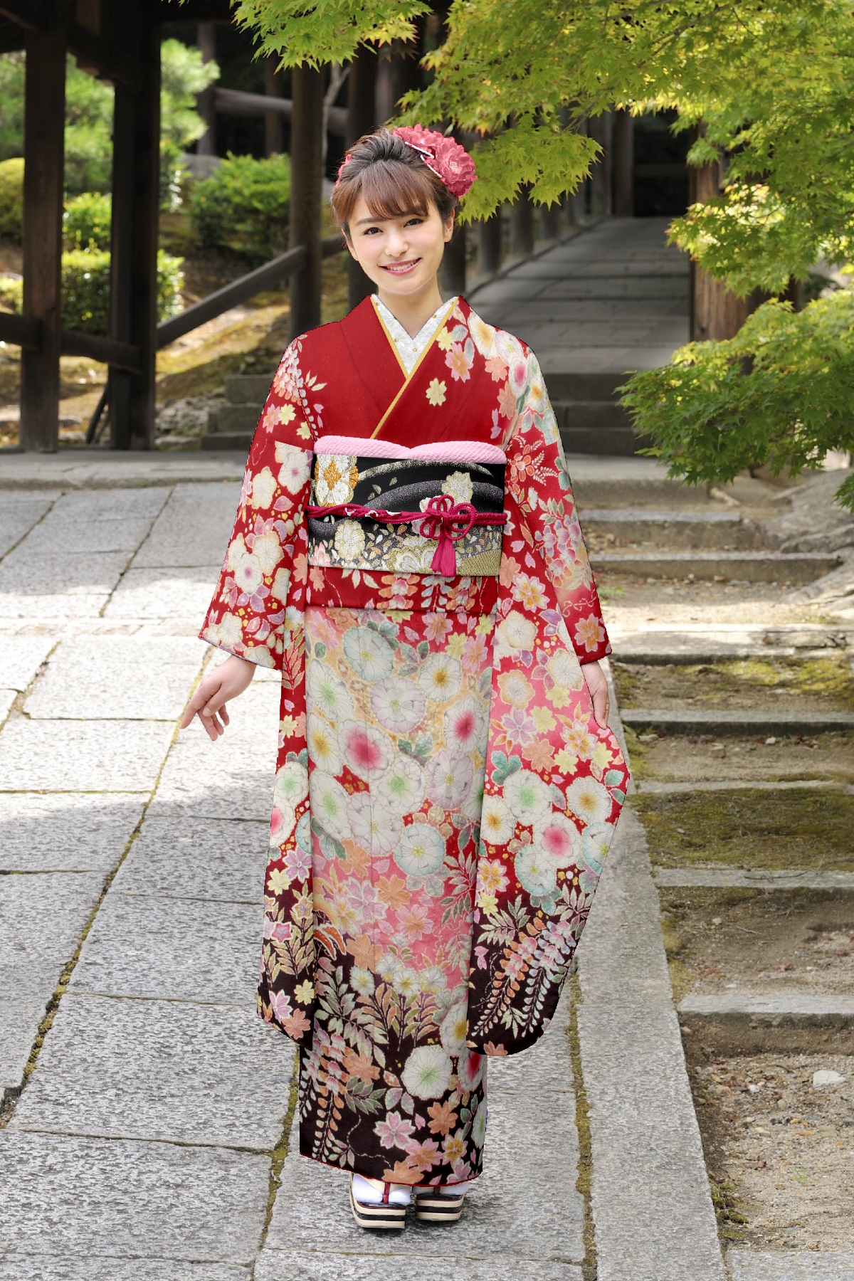 えんじに辻が花　春秋の草花