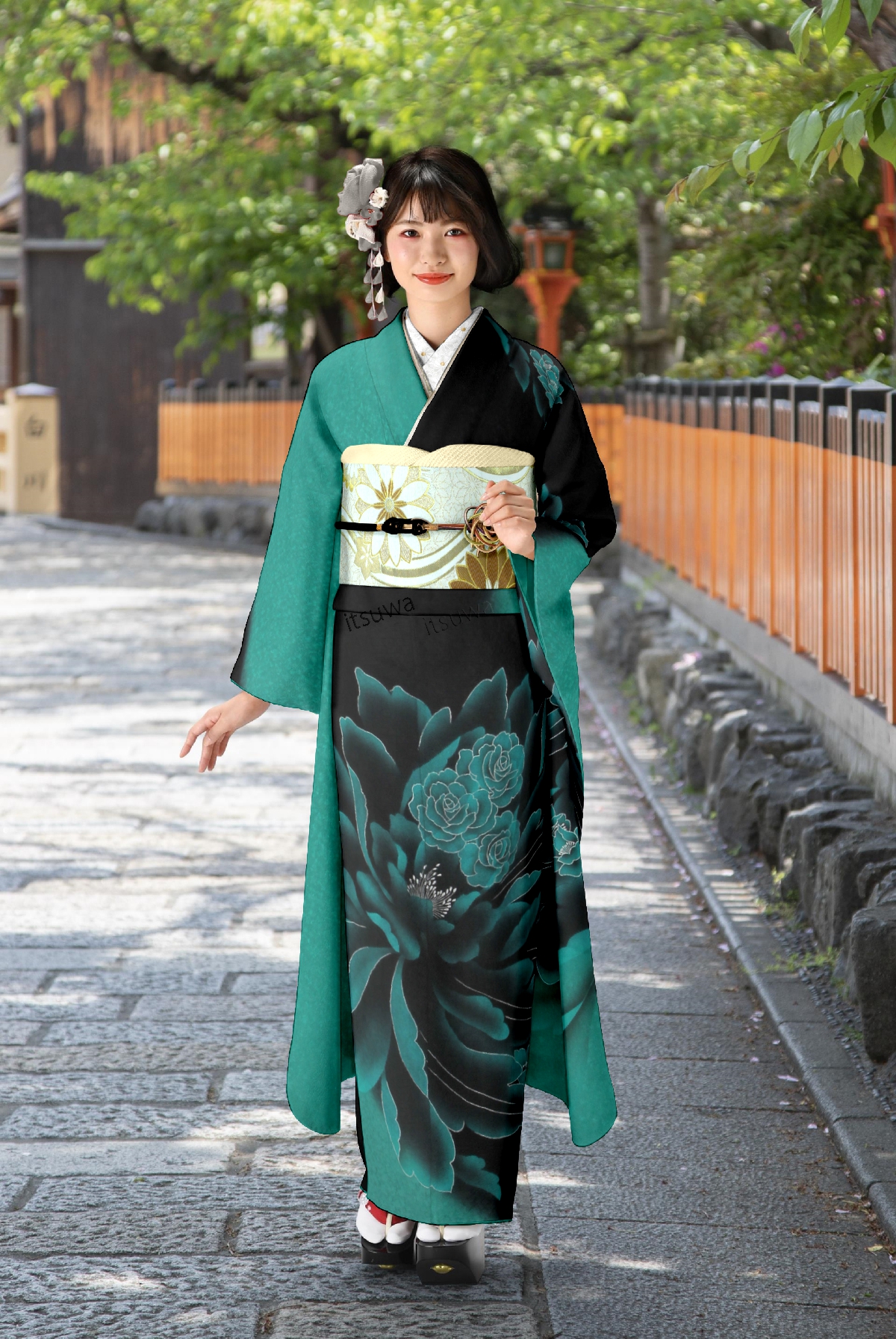 黒とピーコックグリーン